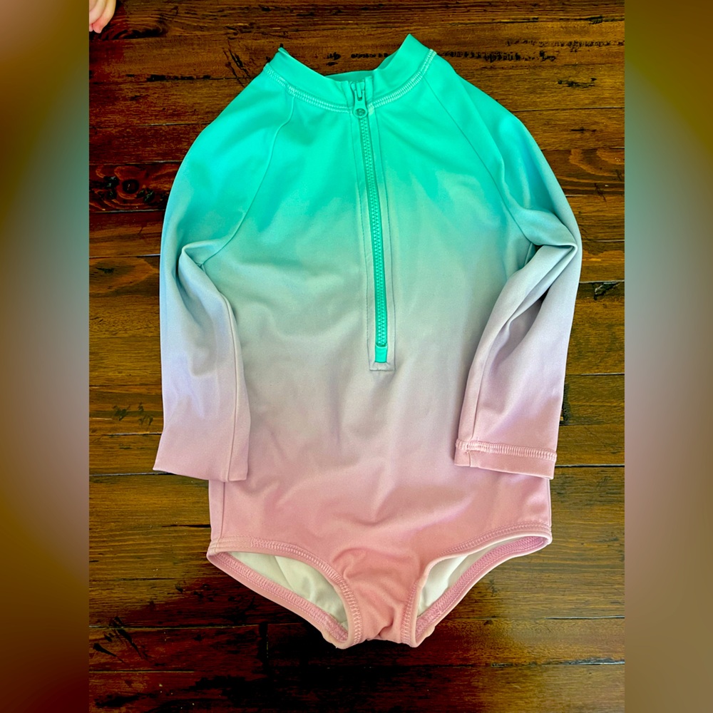 Hanna Anderson Baby Girl 18-24 M Unicorn Ombre One Piece Long Sleeve Swim Suit
